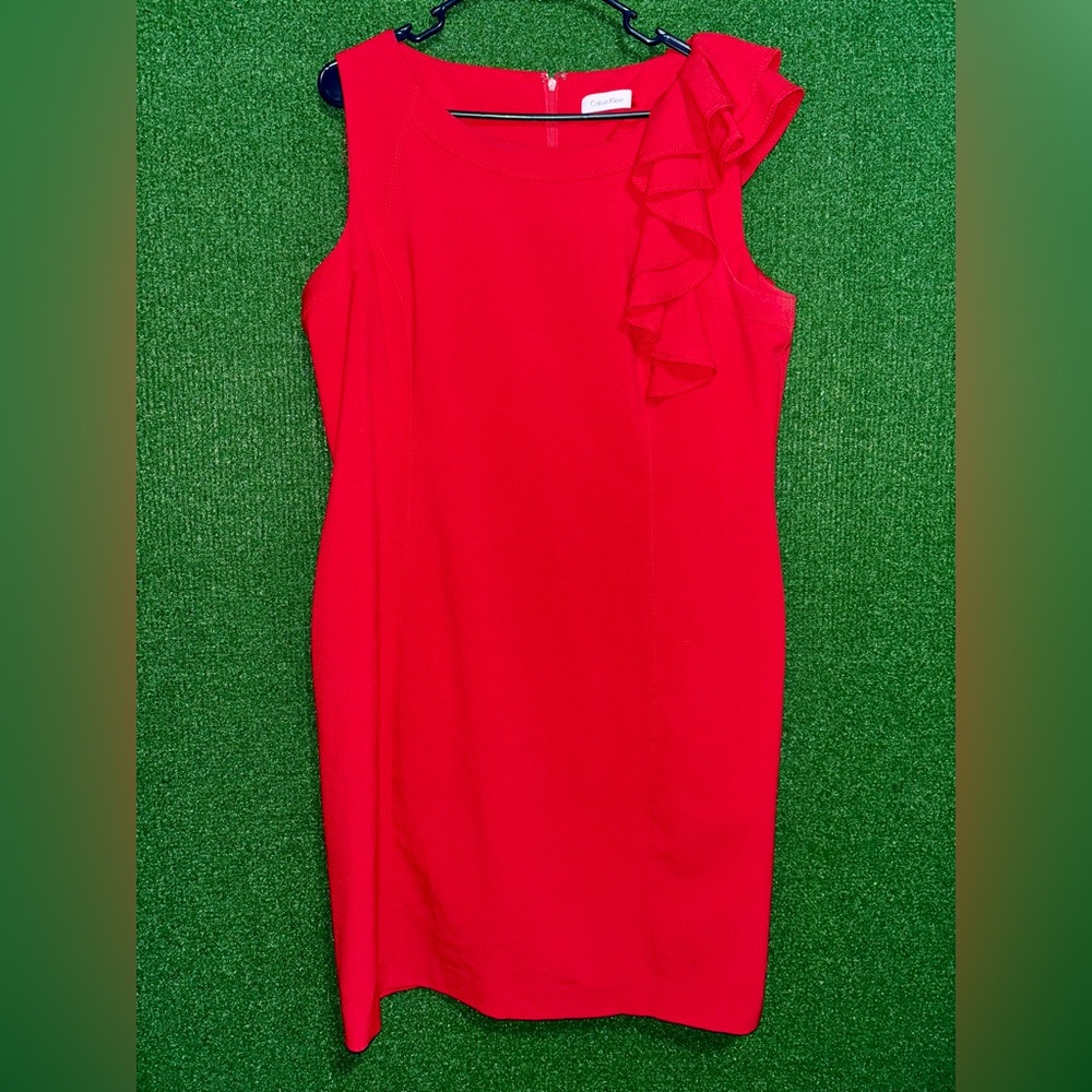 Calvin Klein Red Ruffle Christmas Party Dress - 16